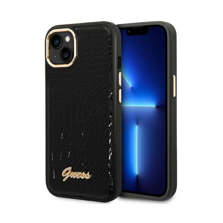 Guess GUHCP14MHGCRHK iPhone 14 Plus / 15 Plus 6.7" czarny/black hardcase Croco Collection na NearMe.pl