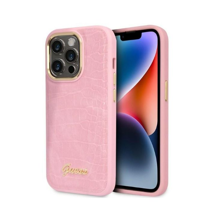 Guess GUHCP14LHGCRHP iPhone 14 Pro 6,1" różowy/pink hardcase Croco Collection na NearMe.pl