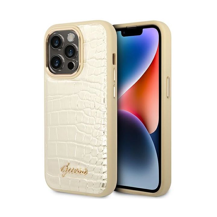 Guess GUHCP14LHGCRHD iPhone 14 Pro6,1" złoty/gold hardcase Croco Collection na NearMe.pl