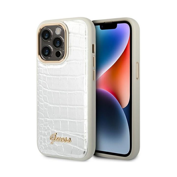 Guess GUHCP14XHGCRHS iPhone 14 Pro Max6,7" srebrny/silver hardcase Croco Collection na NearMe.pl