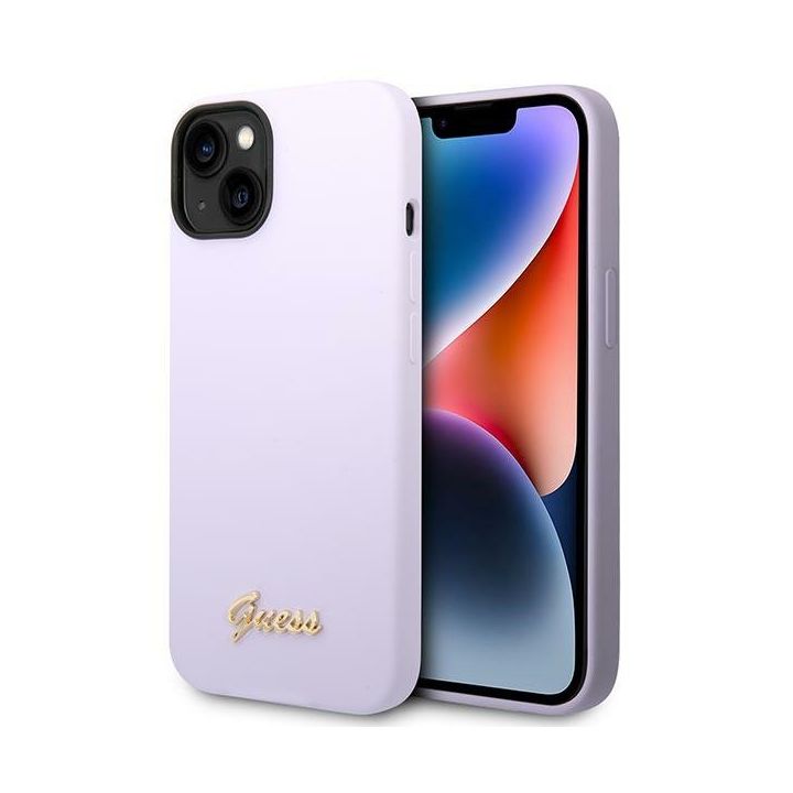 Guess GUHCP14MSLSMU iPhone 14 Plus/ 15 Plus 6.7" fioletowy/purple hard case Silicone Vintage Gold Logo na NearMe.pl