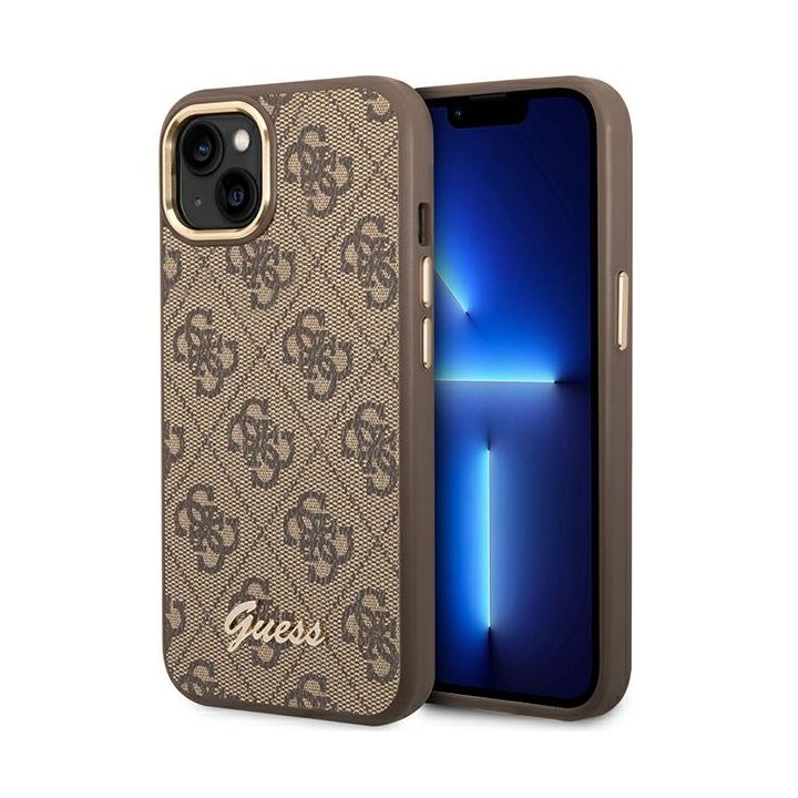 Guess GUHCP14MHG4SHW iPhone 14 Plus/ 15 Plus 6.7" brązowy/brown hard case 4G Vintage Gold Logo na NearMe.pl