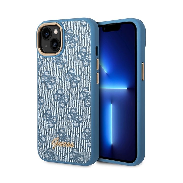 Guess GUHCP14SHG4SHB iPhone 14 / 15 / 136.1" niebieski/blue hard case 4G Vintage Gold Logo na NearMe.pl