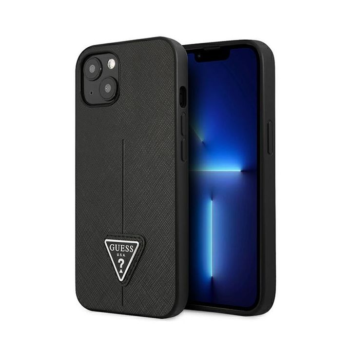 Guess GUHCP14MPSATLK iPhone 14 Plus / 15 Plus 6.7" czarny/black hardcase SaffianoTriangle Logo na NearMe.pl