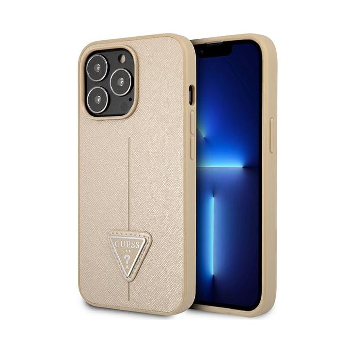 Guess GUHCP14LPSATLE iPhone 14 Pro 6,1" beżowy/beige hardcase SaffianoTriangle Logo na NearMe.pl