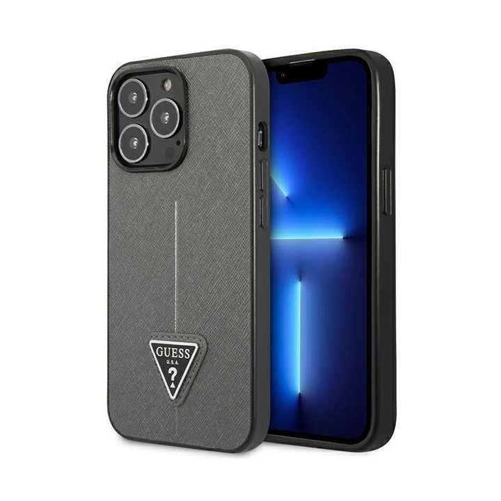 Guess GUHCP14XPSATLG iPhone 14 Pro Max 6,7" srebrny/silver hardcase SaffianoTriangle Logo na NearMe.pl