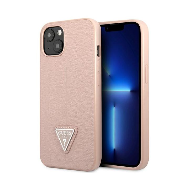 Guess GUHCP14MPSATLP iPhone 14 Plus / 15 Plus 6.7" różowy/pink hardcase SaffianoTriangle Logo na NearMe.pl