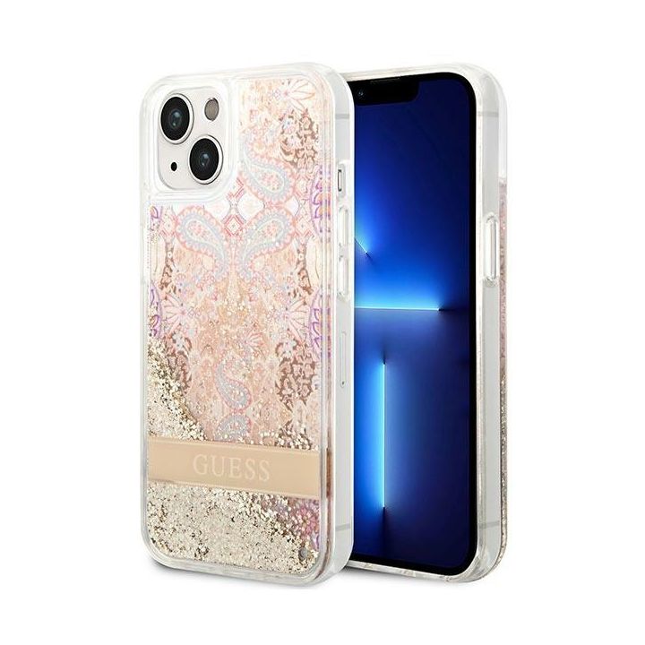 Guess GUHCP14MLFLSD iPhone 14 Plus / 15 Plus 6.7" złoty/gold hardcase Paisley Liquid Glitter na NearMe.pl