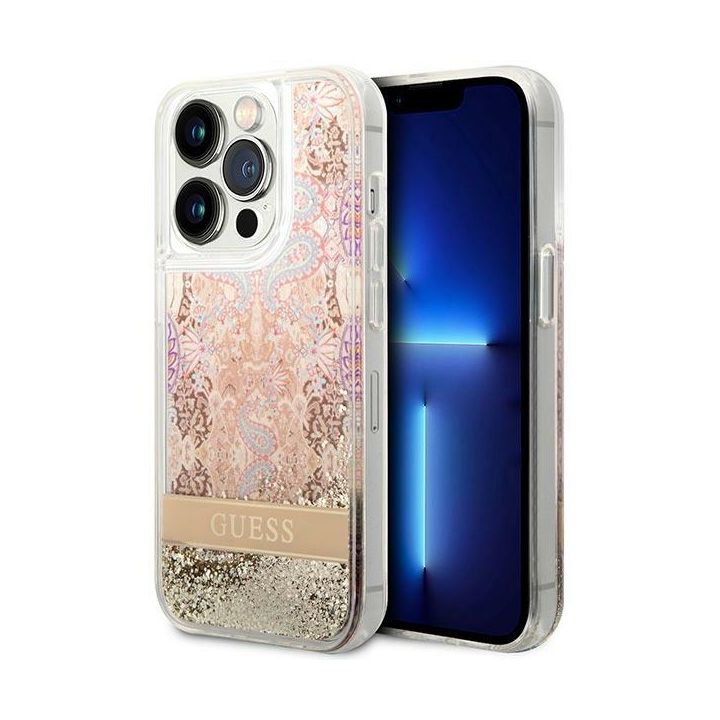 Guess GUHCP14XLFLSD iPhone 14 Pro Max 6,7" złoty/gold hardcase Paisley Liquid Glitter na NearMe.pl