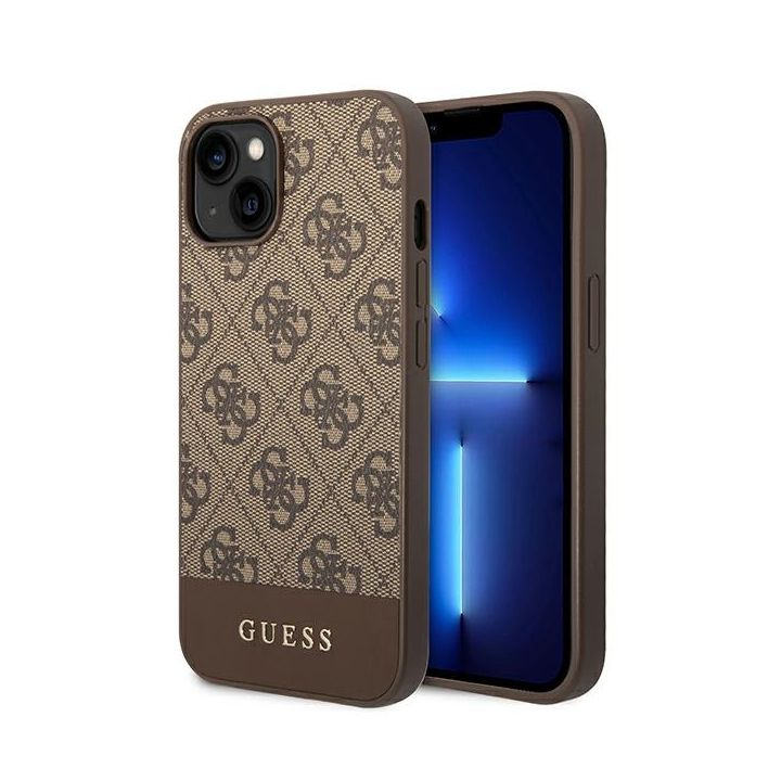 Guess GUHCP14MG4GLBR iPhone 14 Plus / 15 Plus 6.7" brązowy/brown hard case 4G Stripe Collection na NearMe.pl