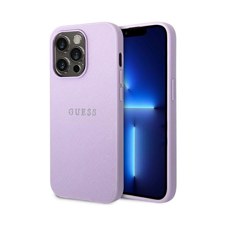 Guess GUHCP14LPSASBPU iPhone 14 Pro 6,1" fioletowy/purple Saffiano Strap na NearMe.pl