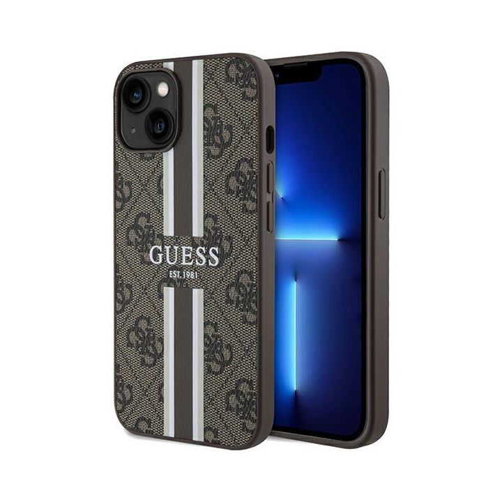Guess GUHMP15SP4RPSW iPhone 15 / 14 / 13 6.1" brązowy/brown hardcase 4G Printed Stripes MagSafe na NearMe.pl