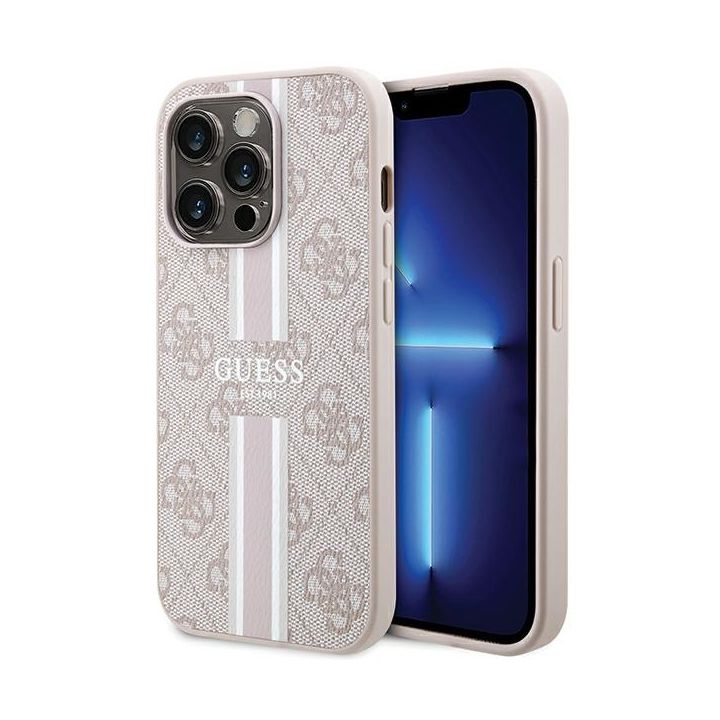 Guess GUHMP15LP4RPSP iPhone 15 Pro 6.1" różowy/pink hardcase 4G Printed Stripes MagSafe na NearMe.pl