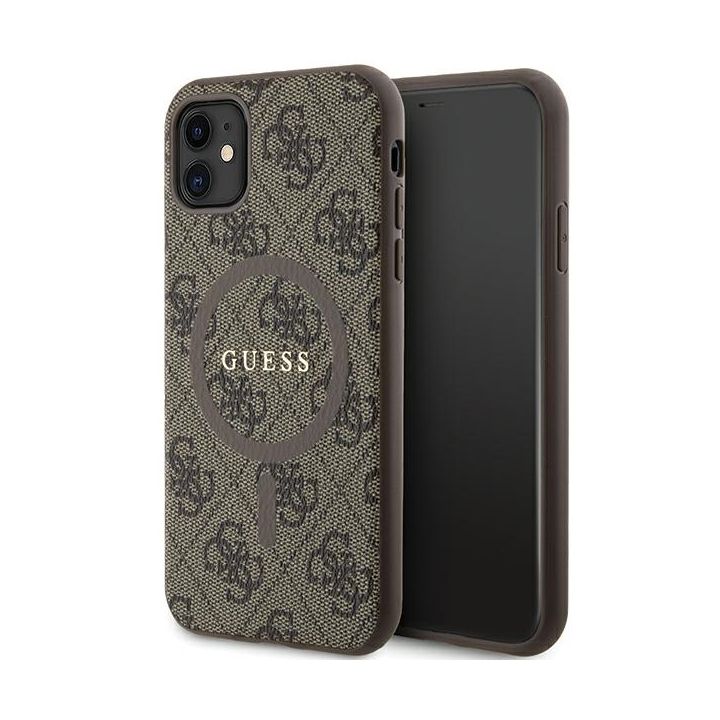 Guess GUHMN61G4GFRW iPhone 11 6.1" / Xr brązowy/brown hardcase 4G Collection Leather Metal Logo MagSafe na NearMe.pl