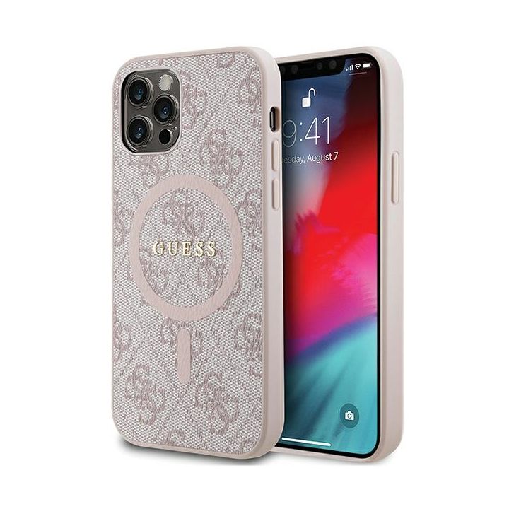Guess GUHMP12MG4GFRP iPhone 12/12 Pro6.1" różowy/pink hardcase 4G Collection Leather Metal Logo MagSafe na NearMe.pl