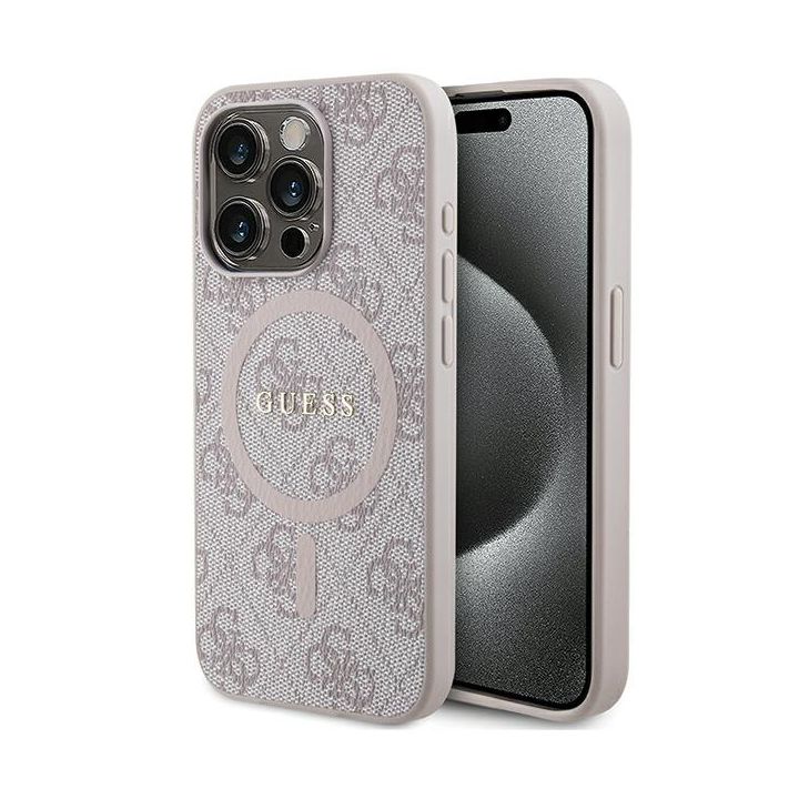 Guess GUHMP14XG4GFRP iPhone 14 Pro Max 6.7" różowy/pink hardcase 4G Collection Leather Metal Logo MagSafe na NearMe.pl