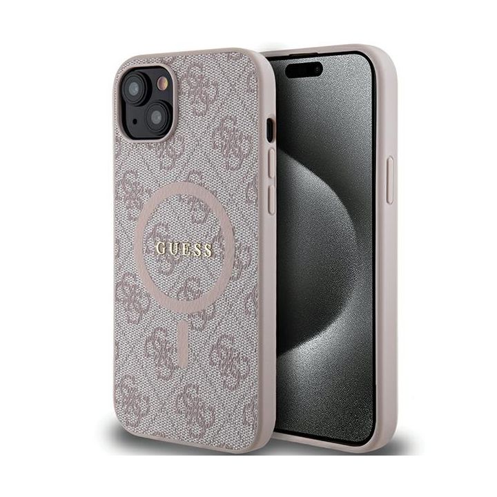 Guess GUHMP15MG4GFRP iPhone 15 Plus / 14 Plus 6.7" różowy/pink hardcase 4G Collection Leather Metal Logo MagSafe na NearMe.pl