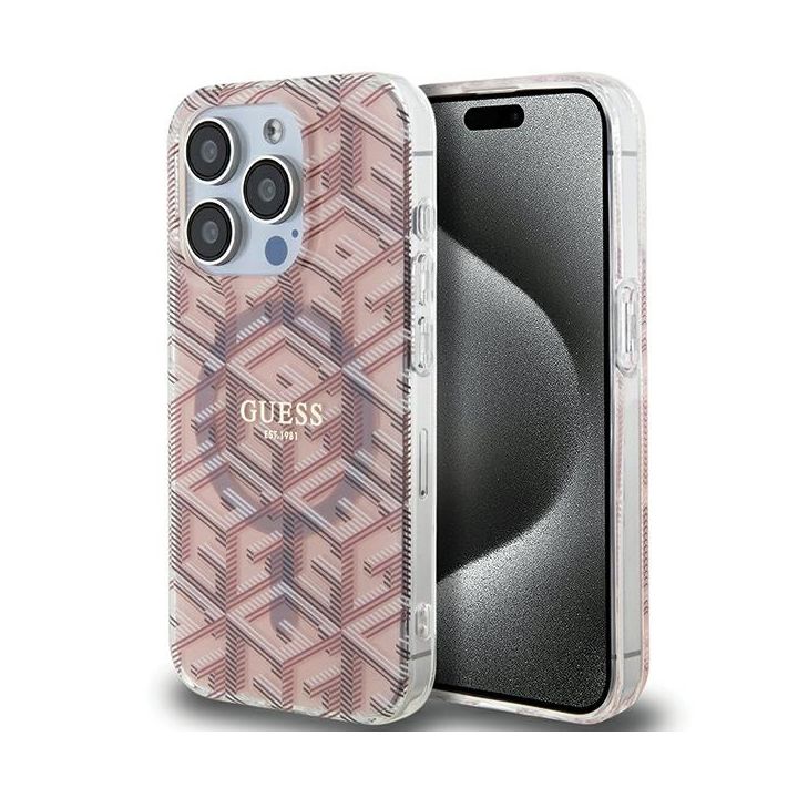 Guess GUHMP15XHGCUSTGP iPhone 15 Pro Max 6.7" różowy/pink hardcase IML GCube MagSafe na NearMe.pl