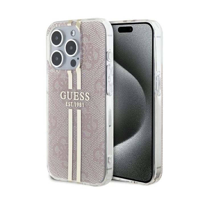 Guess GUHCP14XH4PSEGP iPhone 14 Pro Max 6.7" różowy/pink hardcase IML 4G Gold Stripe na NearMe.pl