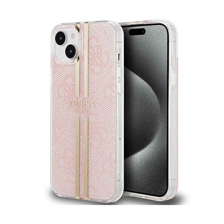 Guess GUHCP15SH4PSEGP iPhone 15 / 14 / 13 6.1" różowy/pink hardcase IML 4G Gold Stripe na NearMe.pl