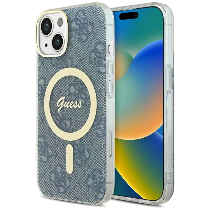 Guess GUHMP15SH4STB iPhone 15 / 14 / 13 6.1" niebieski/blue hardcase IML 4G MagSafe na NearMe.pl