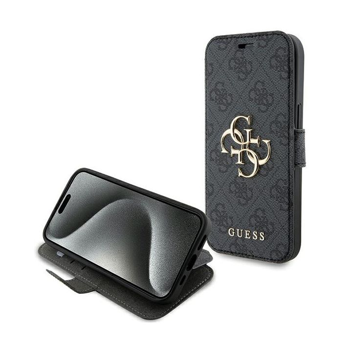 Guess GUBKP15S4GMGGR iPhone 15 / 14 / 13 6.1" szary/grey book 4G Metal Logo na NearMe.pl