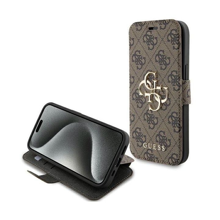 Guess GUBKP15S4GMGBR iPhone 15 / 14 / 136.1" brązowy/brown book 4G Metal Logo na NearMe.pl