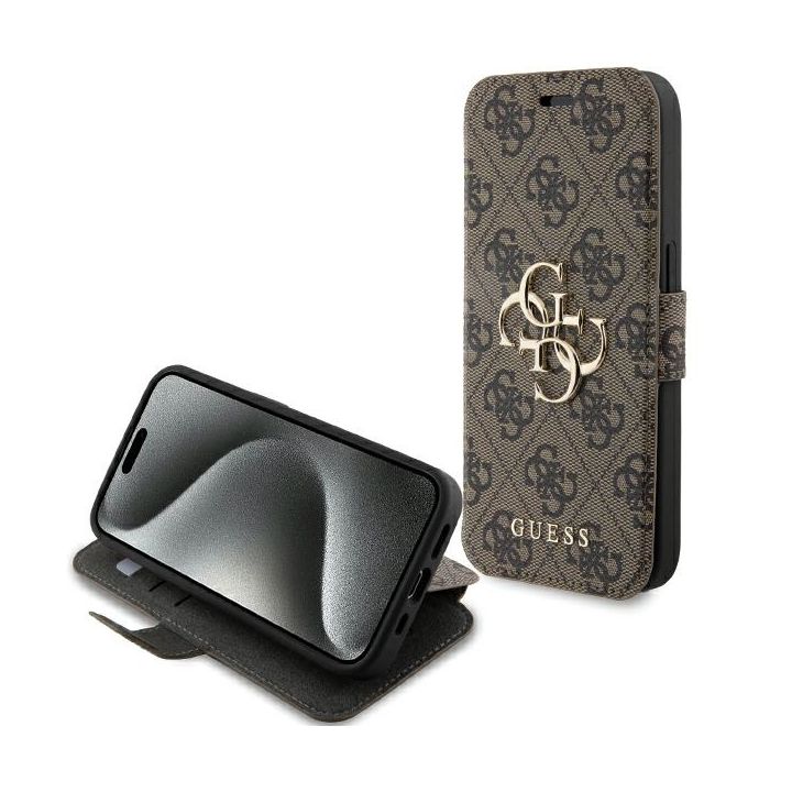 Guess GUBKP15L4GMGBR iPhone 15 Pro 6.1"brązowy/book book 4G Metal Logo na NearMe.pl