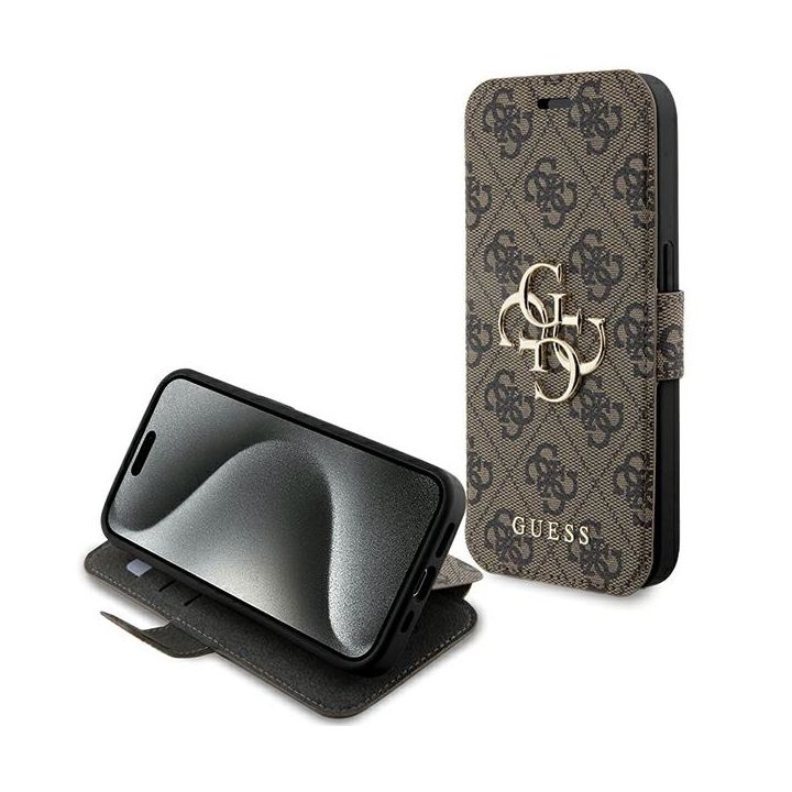 Guess GUBKP15X4GMGBR iPhone 15 Pro Max 6.7" brązowy/brown book 4G Metal Logo na NearMe.pl