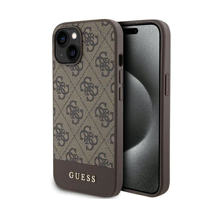 Guess GUHCP15SG4GLBR iPhone 15 / 14 / 13 6.1" brązowy/brown hardcase 4G Stripe Collection na NearMe.pl