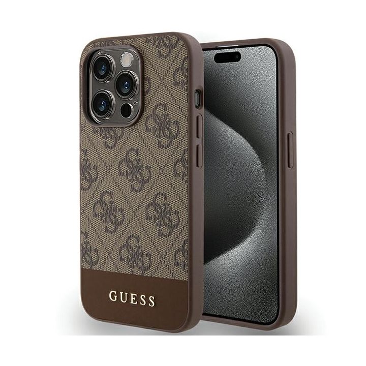 Guess GUHCP15LG4GLBR iPhone 15 Pro 6.1" brązowy/brown hardcase 4G Stripe Collection na NearMe.pl