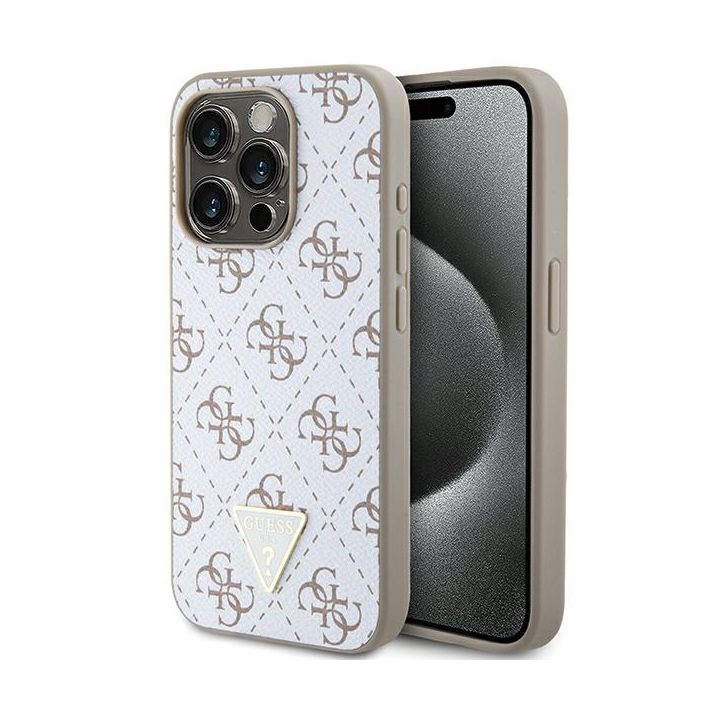 Guess GUHCP15LPG4GPH iPhone 15 Pro 6.1" biały/white hardcase 4G Triangle Metal Logo na NearMe.pl