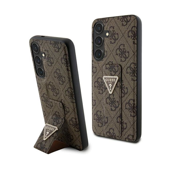 Guess GUHCS24MPGS4TDW S24+ S926 brązowy/brown hardcase Grip Stand 4G Triangle Strass na NearMe.pl