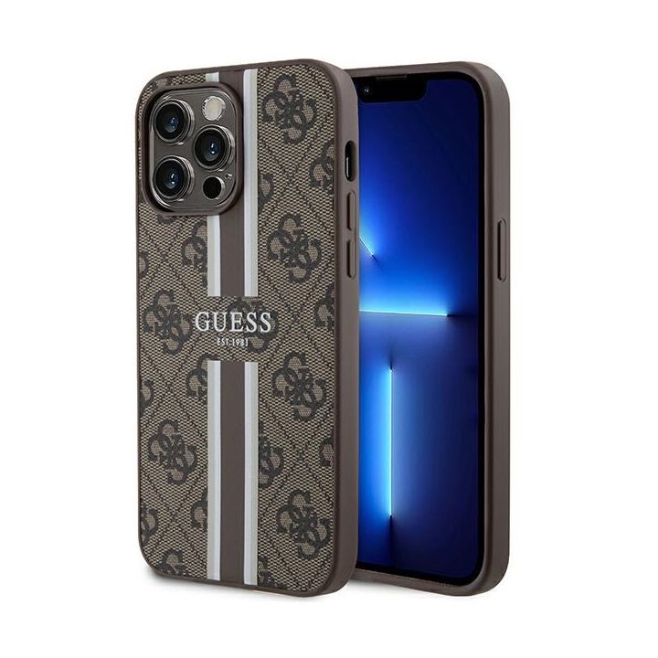 Guess GUHMP15XP4RPSW iPhone 15 Pro Max 6.7" brązowy/brown hardcase 4G Printed Stripes MagSafe na NearMe.pl