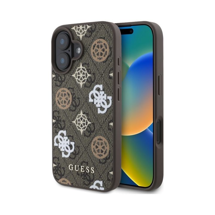 Guess GUHMP16SP4PWPW iPhone 16 6.1" brązowy/brown hardcase Peony On 4G Background MagSafe na NearMe.pl