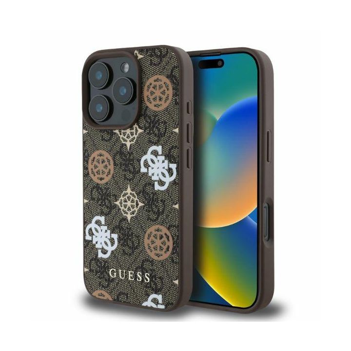Guess GUHMP16LP4PWPW iPhone 16 Pro6.3" brązowy/brown hardcase Peony On 4G Background MagSafe na NearMe.pl