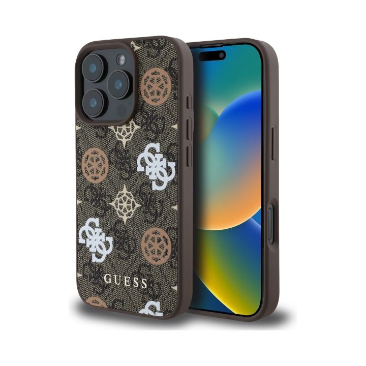 Guess GUHMP16XP4PWPW iPhone 16 Pro Max 6.9" brązowy/brown hardcase Peony On 4G Background MagSafe na NearMe.pl