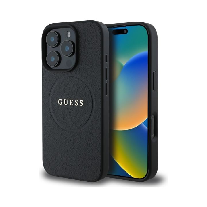 Guess GUHMP16XPGHSMMK iPhone 16 Pro Max 6.9" czarny/black hardcase Grained Ring MagSafe na NearMe.pl