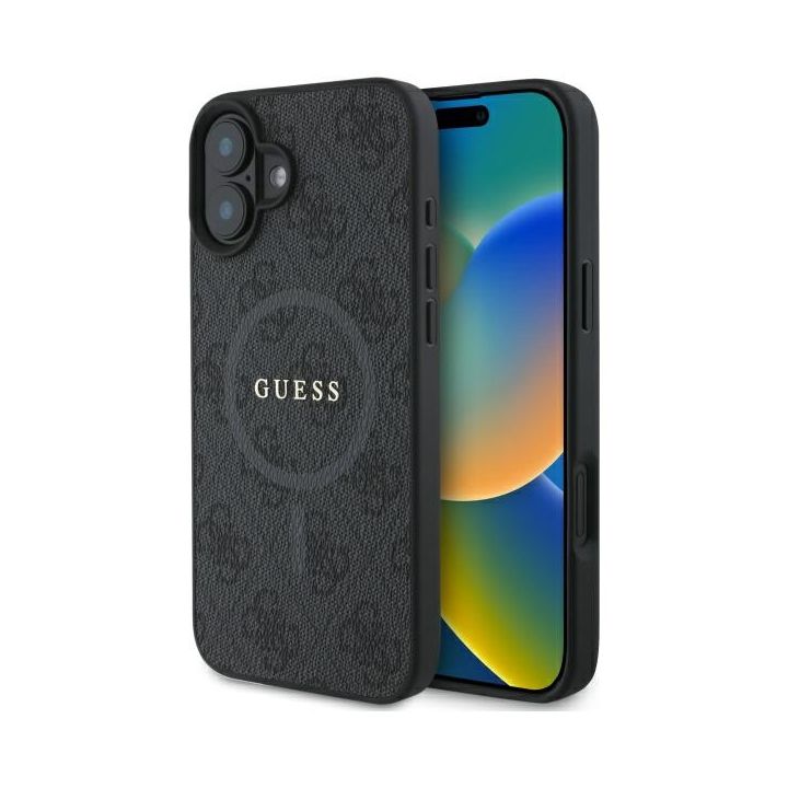 Guess GUHMP16SG4GFRK iPhone 16 6.1" czarny/black hardcase 4G Ring Classic Logo MagSafe na NearMe.pl