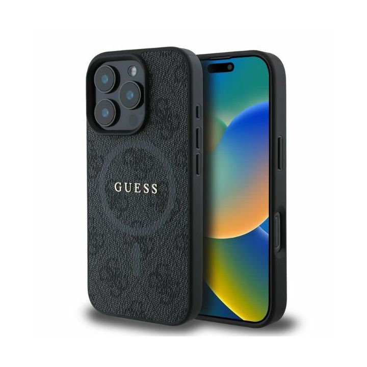 Guess GUHMP16LG4GFRK iPhone 16 Pro 6.3" czarny/black hardcase 4G Ring Classic Logo MagSafe na NearMe.pl