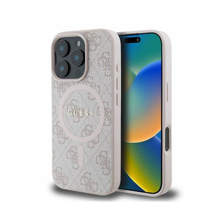 Guess GUHMP16LG4GFRP iPhone 16 Pro6.3" różowy/pink hardcase 4G Ring Classic Logo MagSafe na NearMe.pl