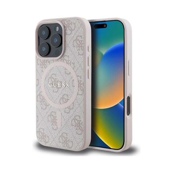 Guess GUHMP16XG4GFRP iPhone 16 Pro Max 6.9" różowy/pink hardcase 4G Ring Classic Logo MagSafe na NearMe.pl