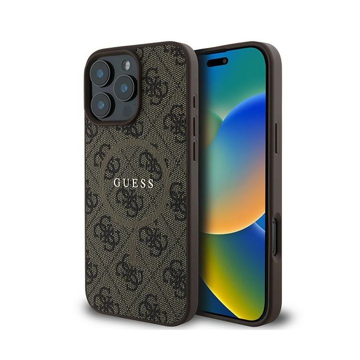 Guess GUHMP16LG4GFRW iPhone 16 Pro6.3" brązowy/brown hardcase 4G Ring Classic Logo MagSafe na NearMe.pl