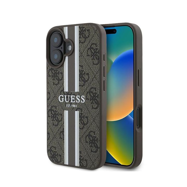 Guess GUHMP16MP4RPSW iPhone 16 Plus brązowy/brown hardcase 4G Printed Stripes MagSafe na NearMe.pl