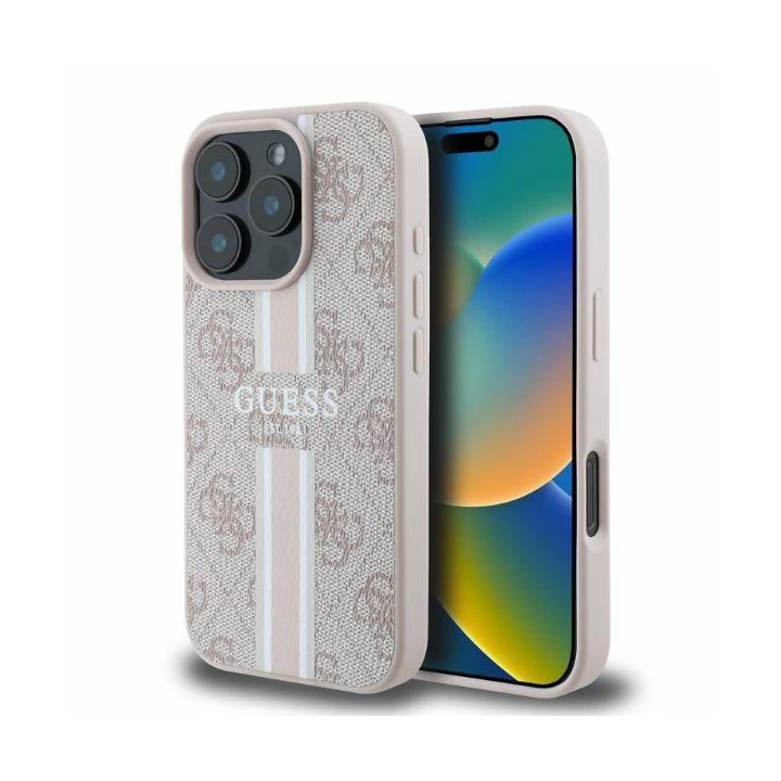 Guess GUHMP16LP4RPSP iPhone 16 Pro 6.3" różowy/pink hardcase 4G Printed Stripes MagSafe na NearMe.pl