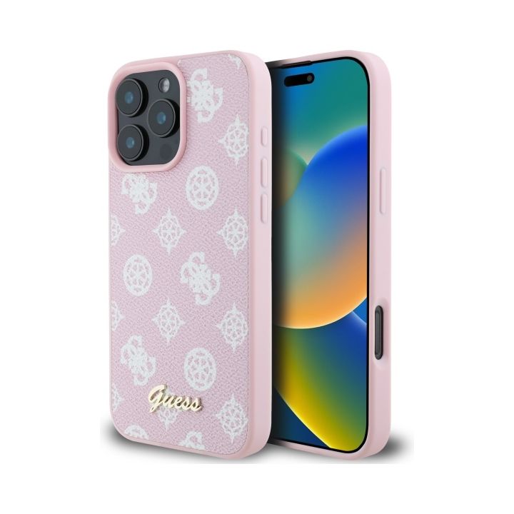 Guess GUHMP16XPGPYSP iPhone 16 Pro Max 6.9" różowy/pink hardcase Peony Script MagSafe na NearMe.pl