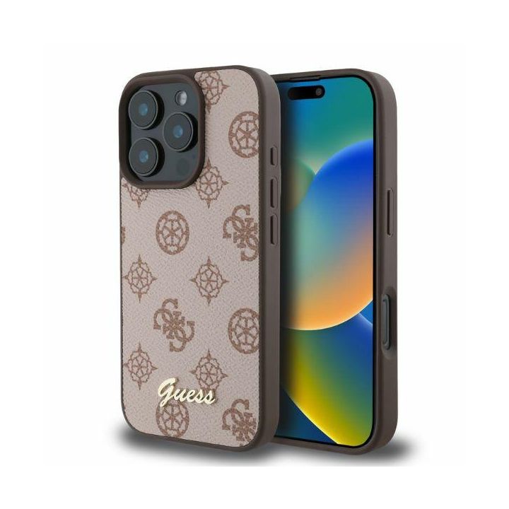 Guess GUHMP16LPGPYSW iPhone 16 Pro 6.3" brązowy/brown hardcase Peony Script MagSafe na NearMe.pl