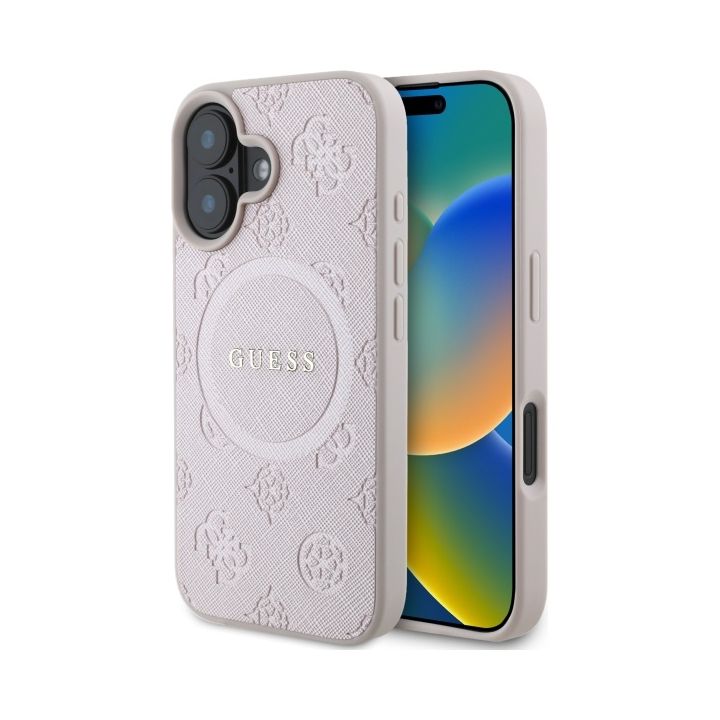 Guess GUHMP16SPSAPSMEP iPhone 16 6.1" różowy/pink hardcase Saffiano Peony Classic Logo MagSafe na NearMe.pl