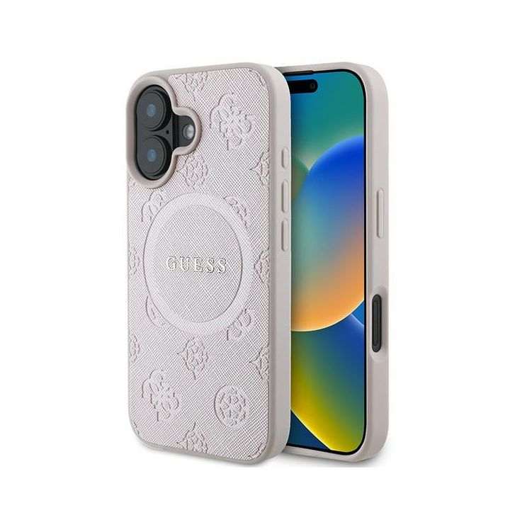 Guess GUHMP16MPSAPSMEP iPhone 16 Plus 6.7" różowy/pink hardcase Saffiano Peony Classic Logo MagSafe na NearMe.pl