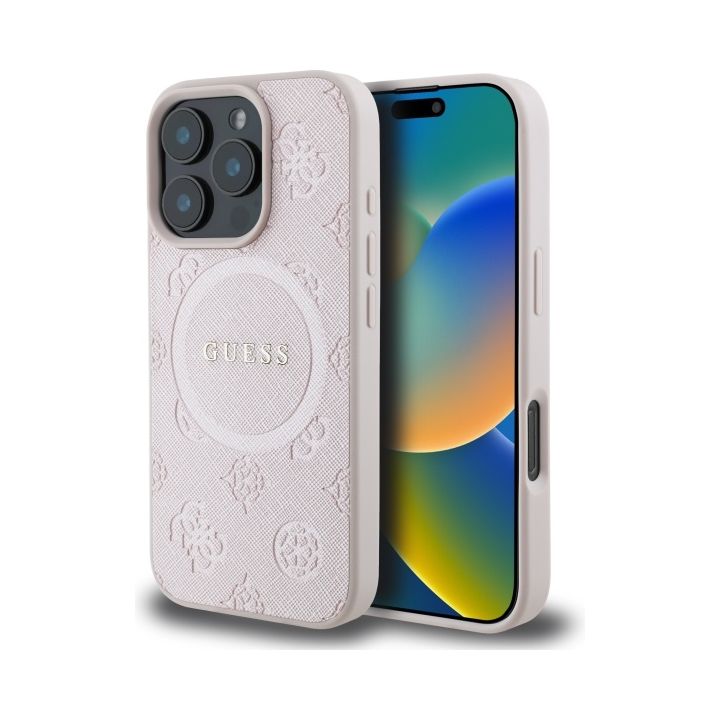 Guess GUHMP16XPSAPSMEP iPhone 16 Pro Max 6.9" różowy/pink hardcase Saffiano Peony Classic Logo MagSafe na NearMe.pl